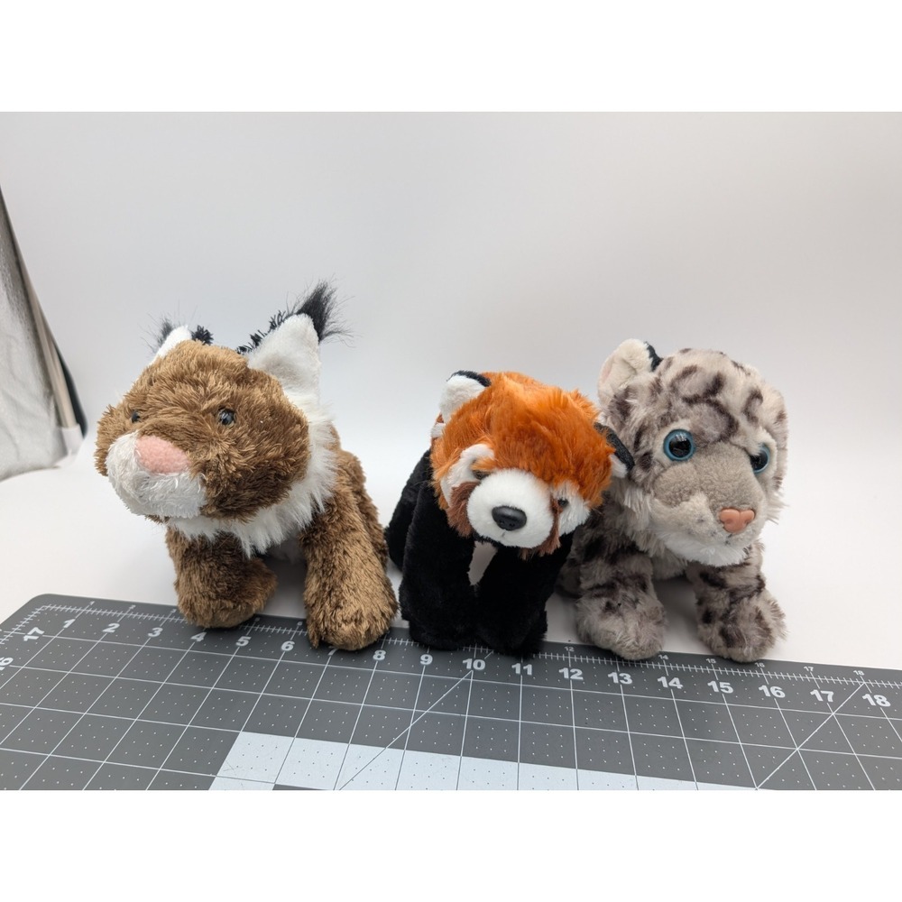 Wild Republic Plush Lot Red Panda Snow Leopard Lynx Cat Stuffed‎ Animal Toy